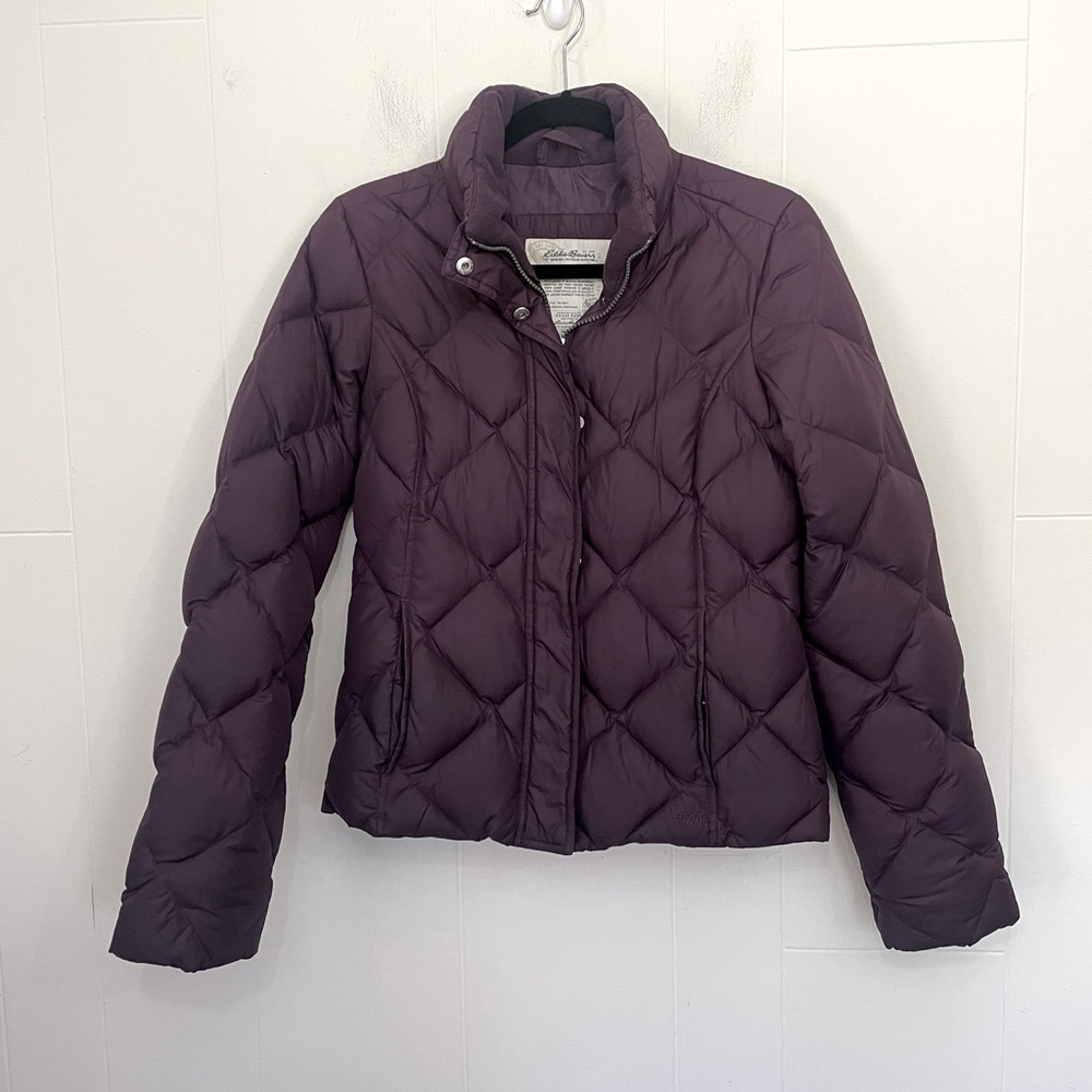Eddie Bauer Quilted Puffer Coat EB 700 Goose Down Purple Women’s Size XS